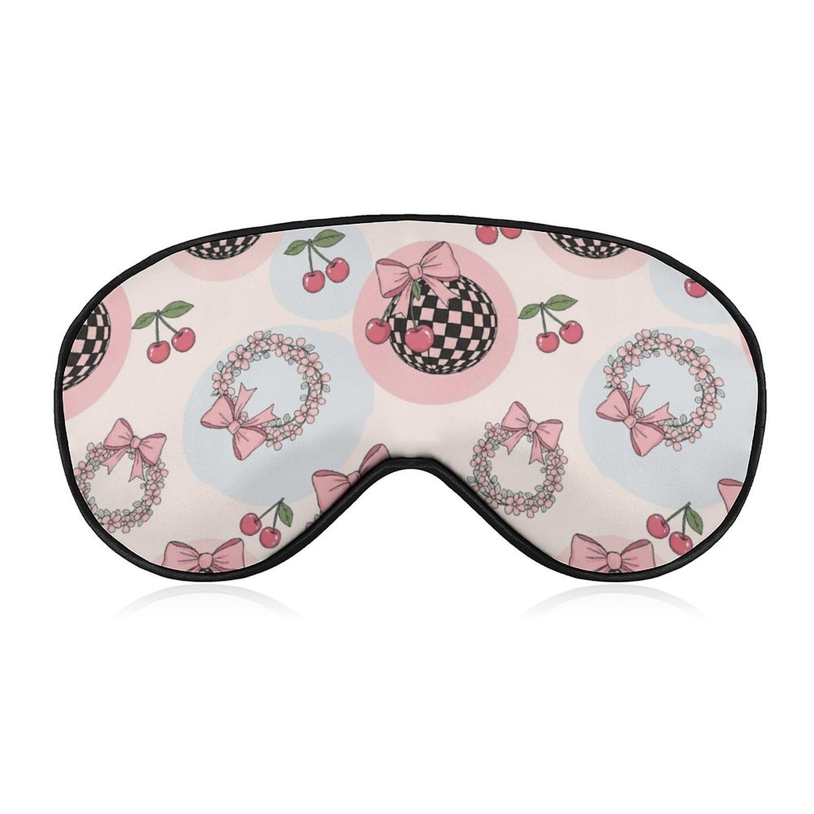 Sleep Mask Blackout Eye Mask for Sleeping Cherry Bow Floral Night Blindfold for Men Women