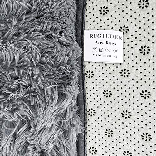 image for RUGTUDER Dark Grey Soft Area Rug for Bedroom,4x6,Fluffy Rugs,Shag Carp