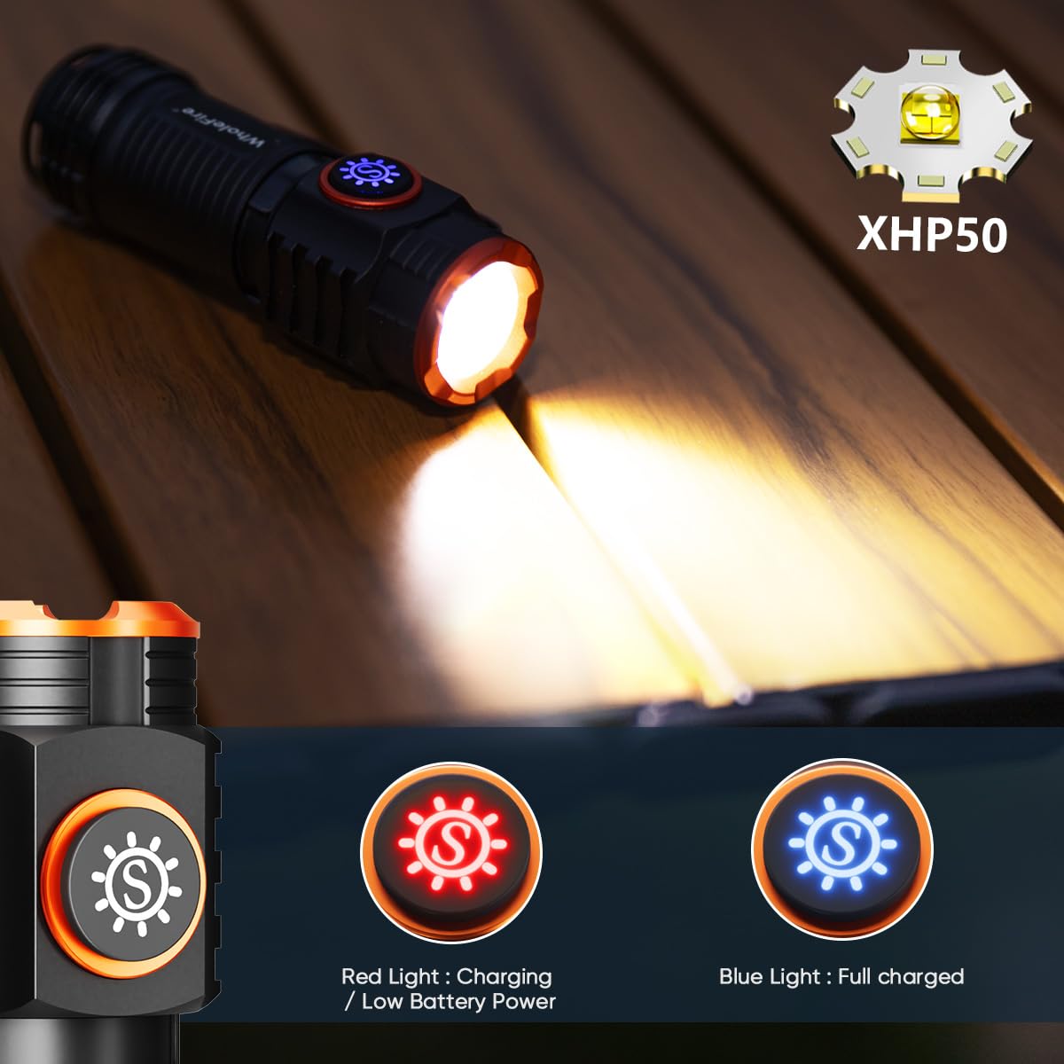 Mini latarka LED, ładowalna, 1000 lumenów, wodoodporna, 3 tryby, mini ręczna mała latarka na kemping, do aktywności na świeżym powietrzu, wędrówek, nagłych wypadków
