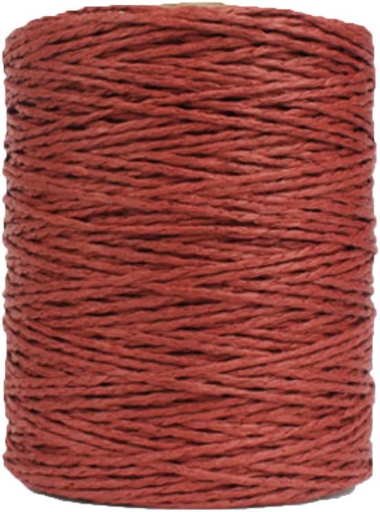 Natural Cotton Raffia Yarn Wine Red Sun Hat, Beach Bag, Rayon Crochet Straw Knit Materials - 280 Meters/306 Yards