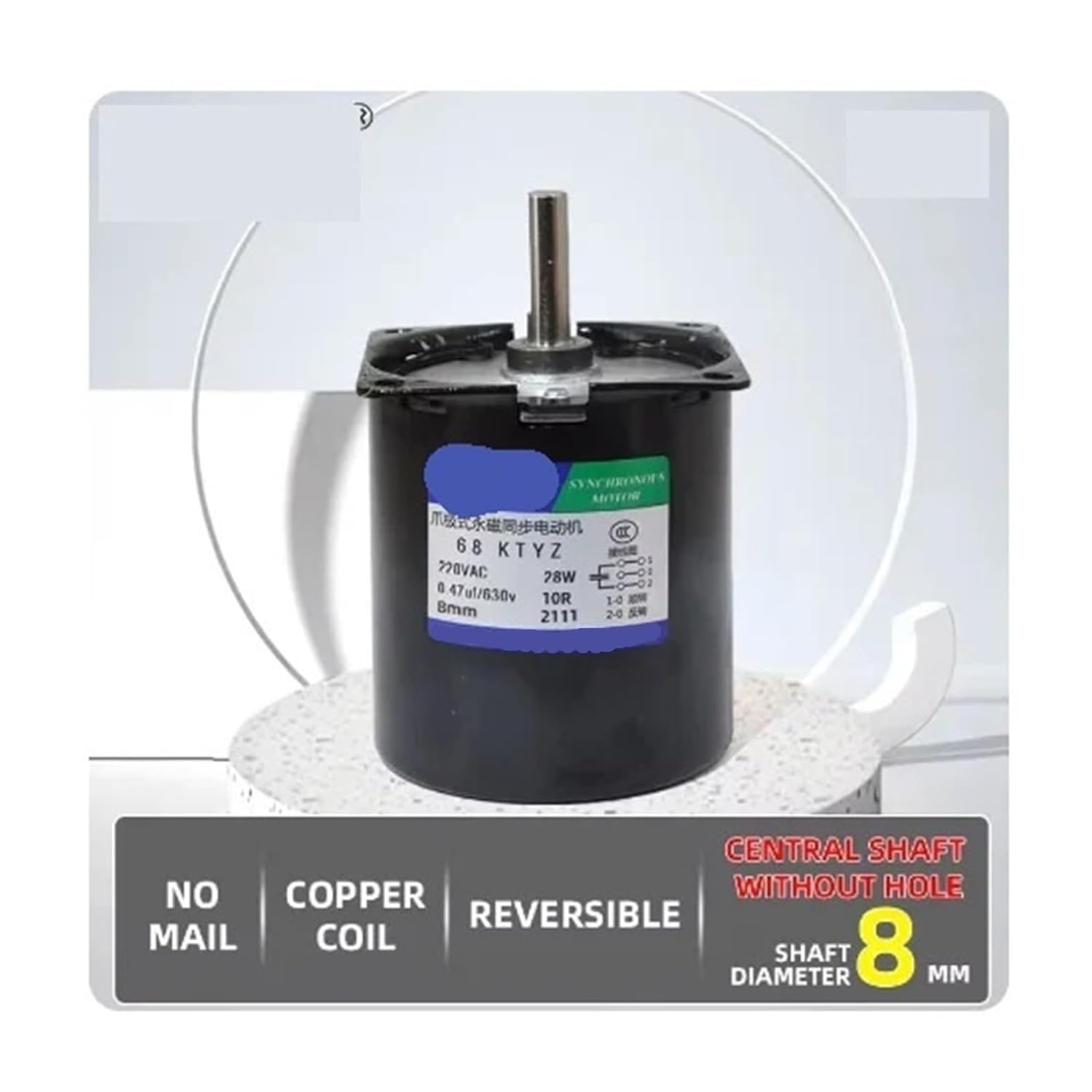 100KG 28W 68KTYZ 220 AC Permanent Magnet Synchronous Motor with Bracket CW/CCW Metal Geared Slow Speed 1 to 110RPM