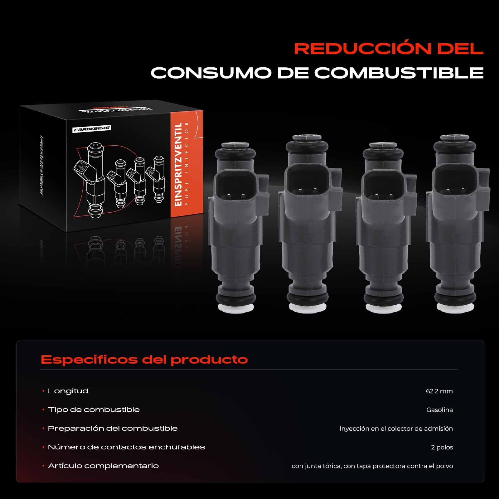 Frankberg 4x Válvulas de inyección Tobera de inyección Compatible con M.i.n.i cabrio R52 C.o.o.p.e.r M.i.n.i cabrio R52 One M.i.n.i R50 R53 One M.i.n.i R50 R53 C.o.o.p.e.r Replace# 13531487607,FJ967