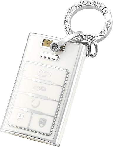 OFFCURVE Funda blanca para llavero Cadillac SRX ATS ELR XTS 2010 2011 2012 2013 2014 2015 entrada sin llave control remoto accesorios para llaves de