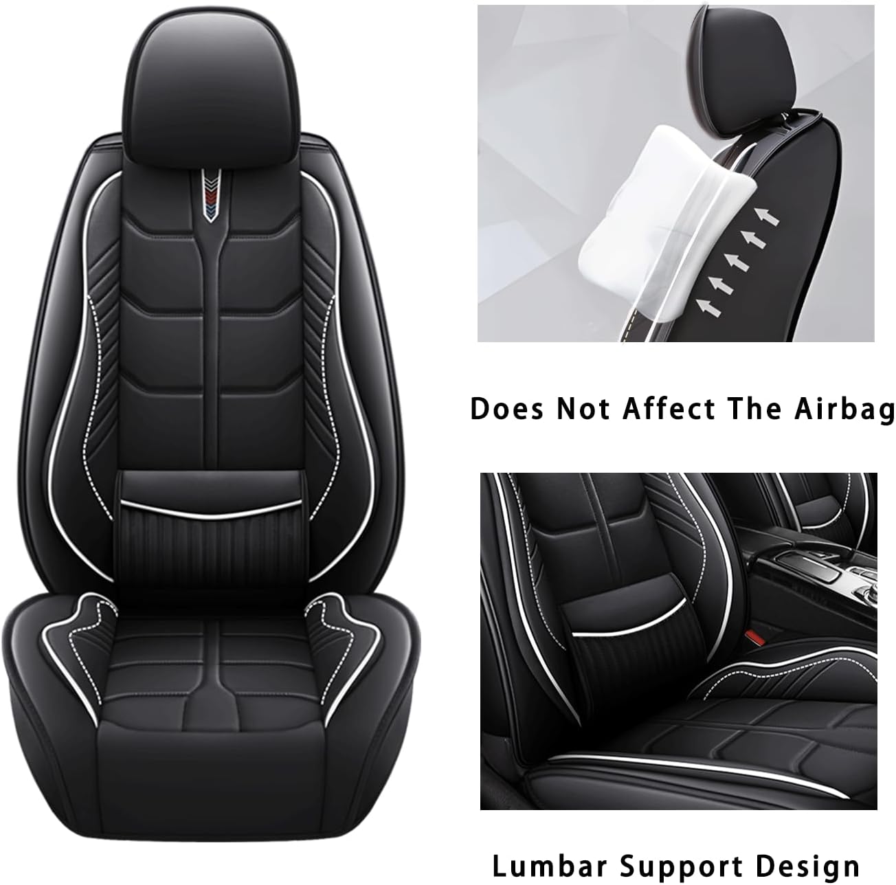 Car Seat Covers Custom Fit for Toyota Tundra 2000-2026 for Pickup Trucks | Universal Split Bench Design | 5-Seat Full Set,Black White