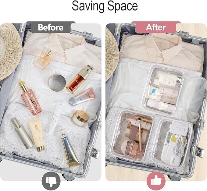 Miniatura 5 de PACKISM Neceser aprobado por la TSA, bolsas de maquillaje transparentes en 2 tamaños, duraderas con marco de soporte, perfectas para artículos