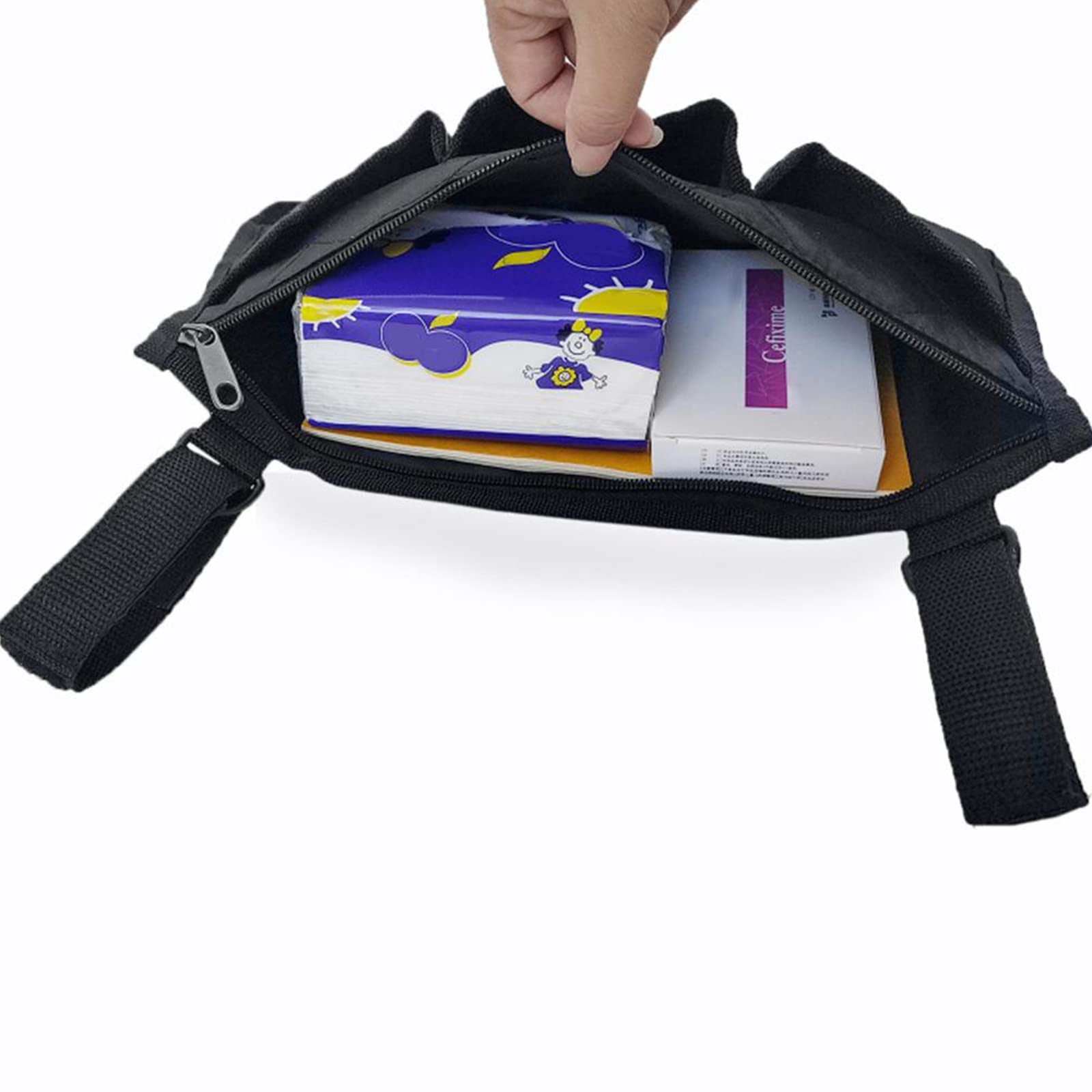 Torba na wózek inwalidzki, wodoszczelna, przenośna, na podłokietniki, bezpieczna torba do przechowywania wózków inwalidzkich z 3 przegródkami na wózki inwalidzkie, krzesła dziecięce (czarna)