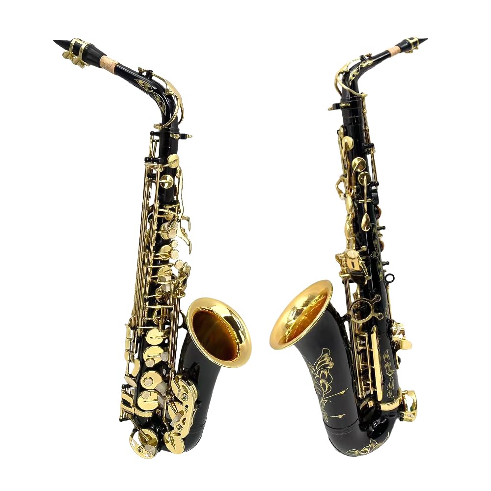 Altsaxophon für Anfänger Erwachsenes Es-Saxophon Einsteiger-Set mit Mundstück, Tragetasche, Gurten, 10 Blatt