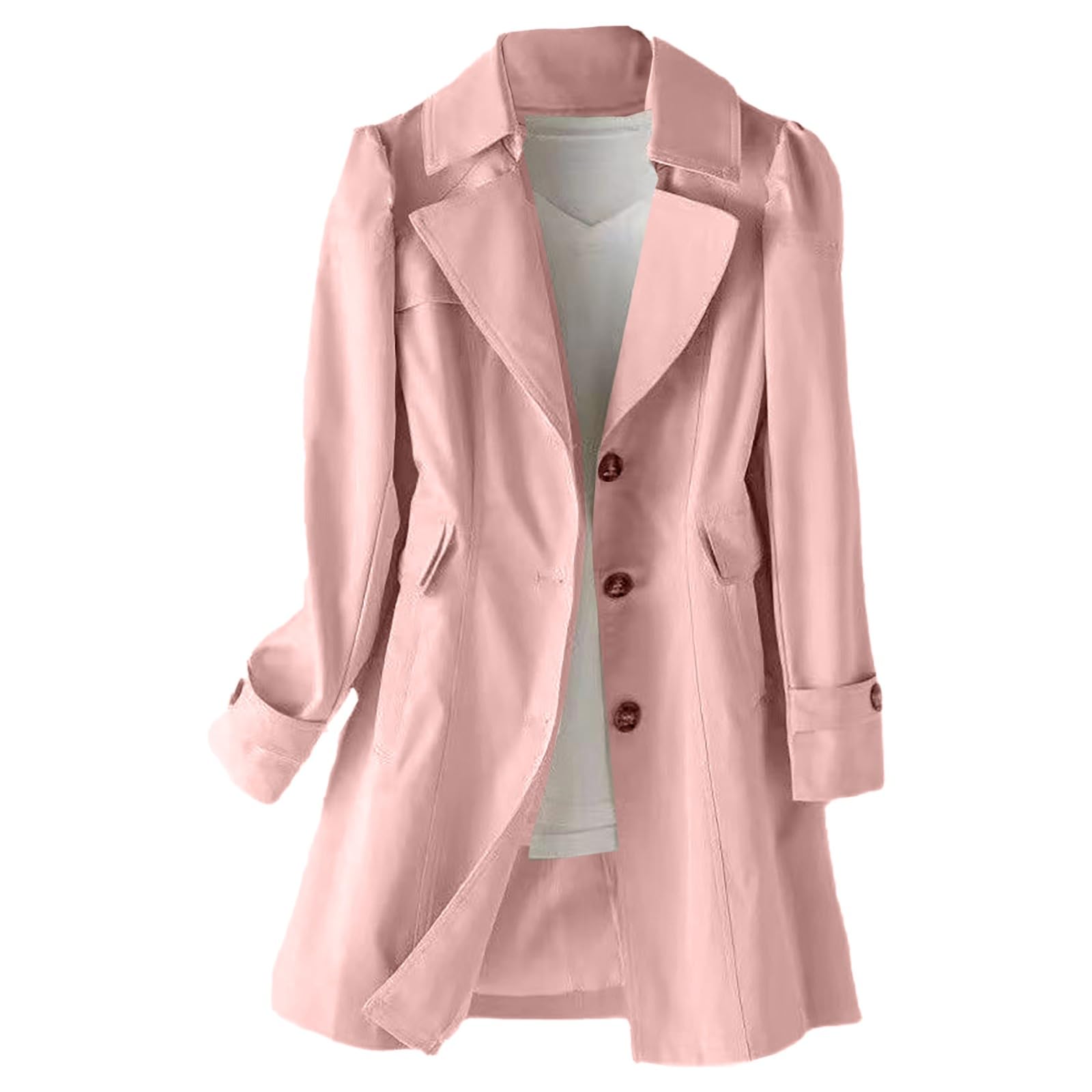 Generisch Trench da donna, slim fit, versione coreana, doppio bottone, piccolo e di media lunghezza