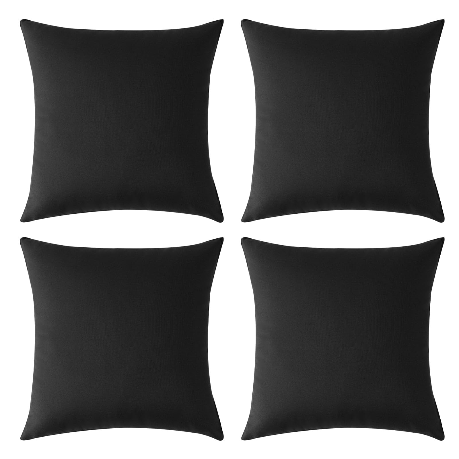 Xqzbmt Outdoor Cushion Covers Waterproof, Pack of 4 Square Waterproof Cushion Covers, Decorative Faux Linen Throw Pillow Cases for Garden Sofa Bedroom Tent Patio 18x18 Inch (Black) — image 1