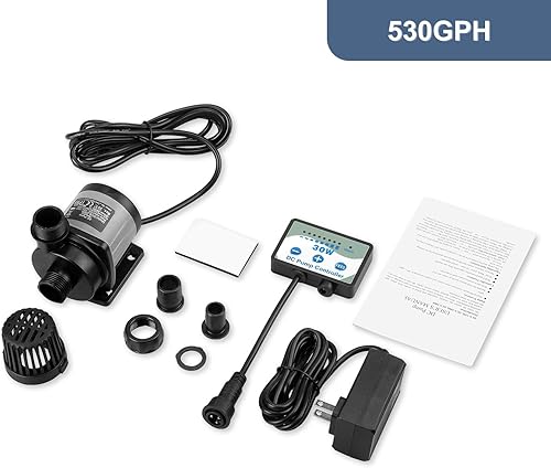 Miniatura 10 de JEREPOND Bomba de CC de acuario nano de 310 GPH con controlador, bomba de retorno DC24V pequeña de 12 W para tanque de peces pequeño, elevación
