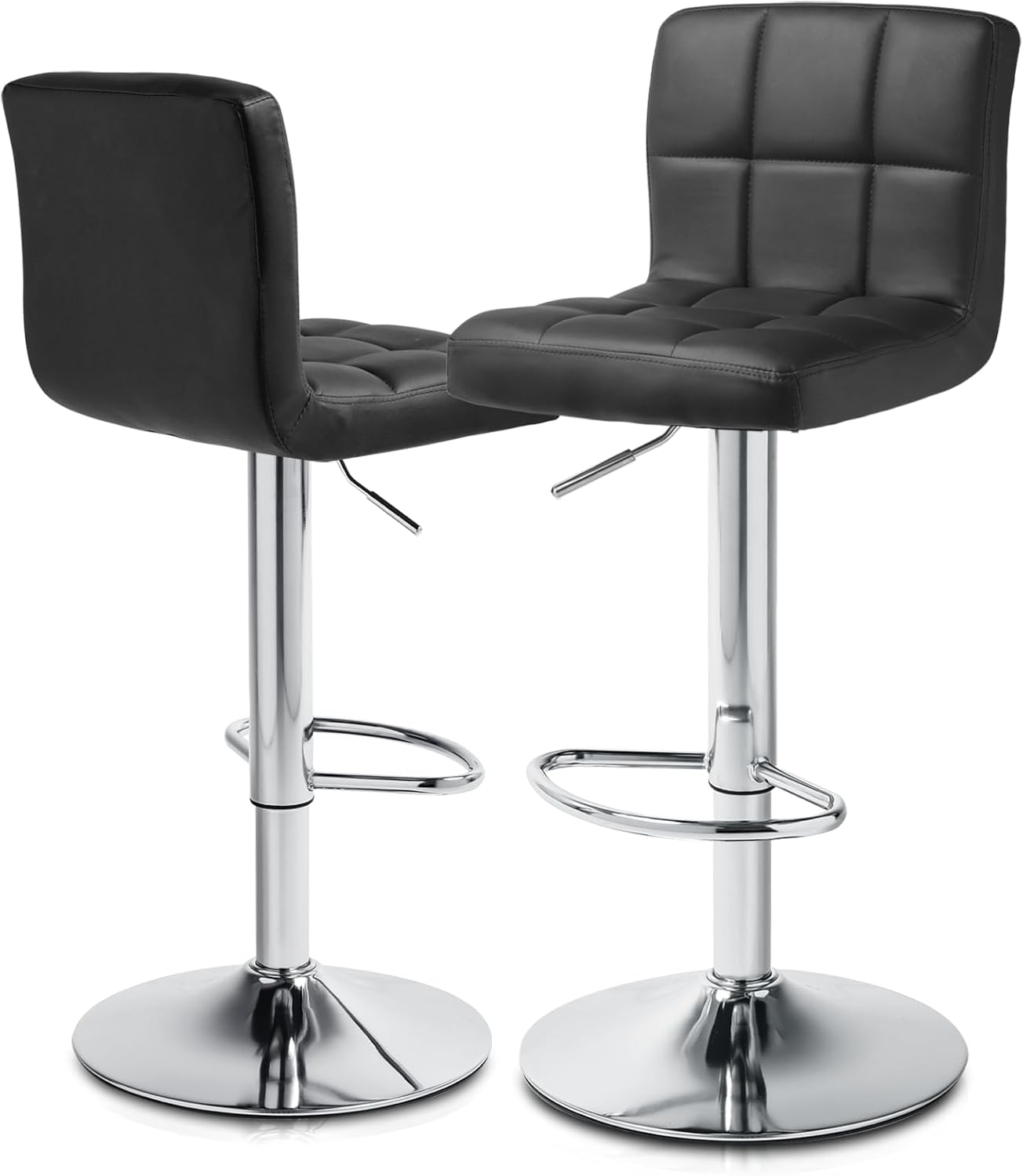 MoNiBloom Barstools Set of 2, Square PU Leather Adjustable Bar Stools with Back, Counter Height Swivel Stool, Barstools for Kitchen Counter, Black MoNiBloom Barstools Set of 2, Square PU Leather Adjustable Bar Stools with Back, Counter Height Swivel Stool, Barstools for Kitchen Counter, Black