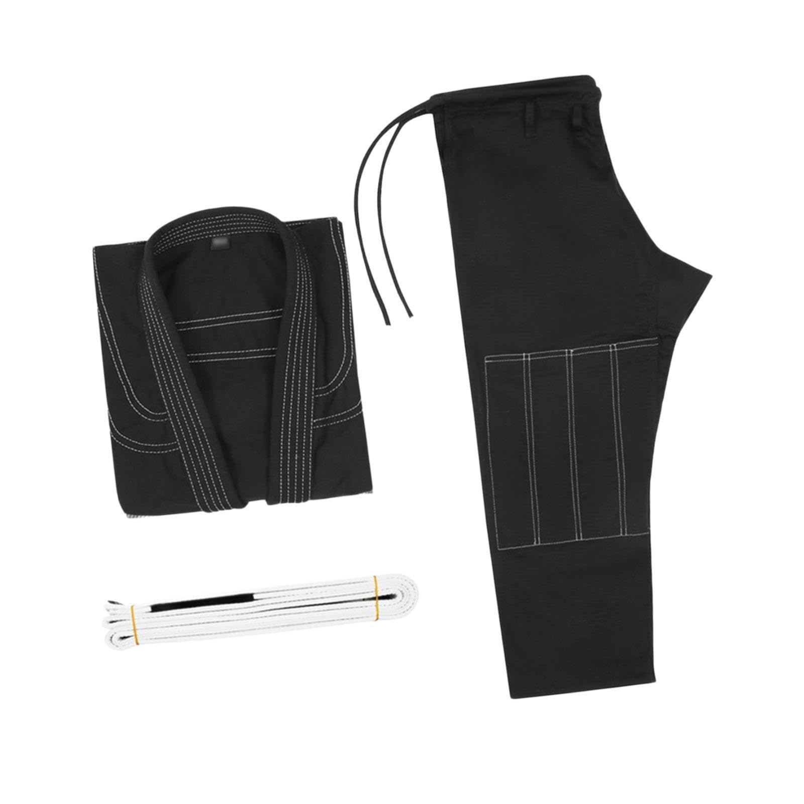 Accesorios de ropa para artes marciales, traje de Jiu Jitsu, cinturón, transpirable, ligero, deportivo, agarre, ajuste cómodo, kimono de torneo de, Negro, A1