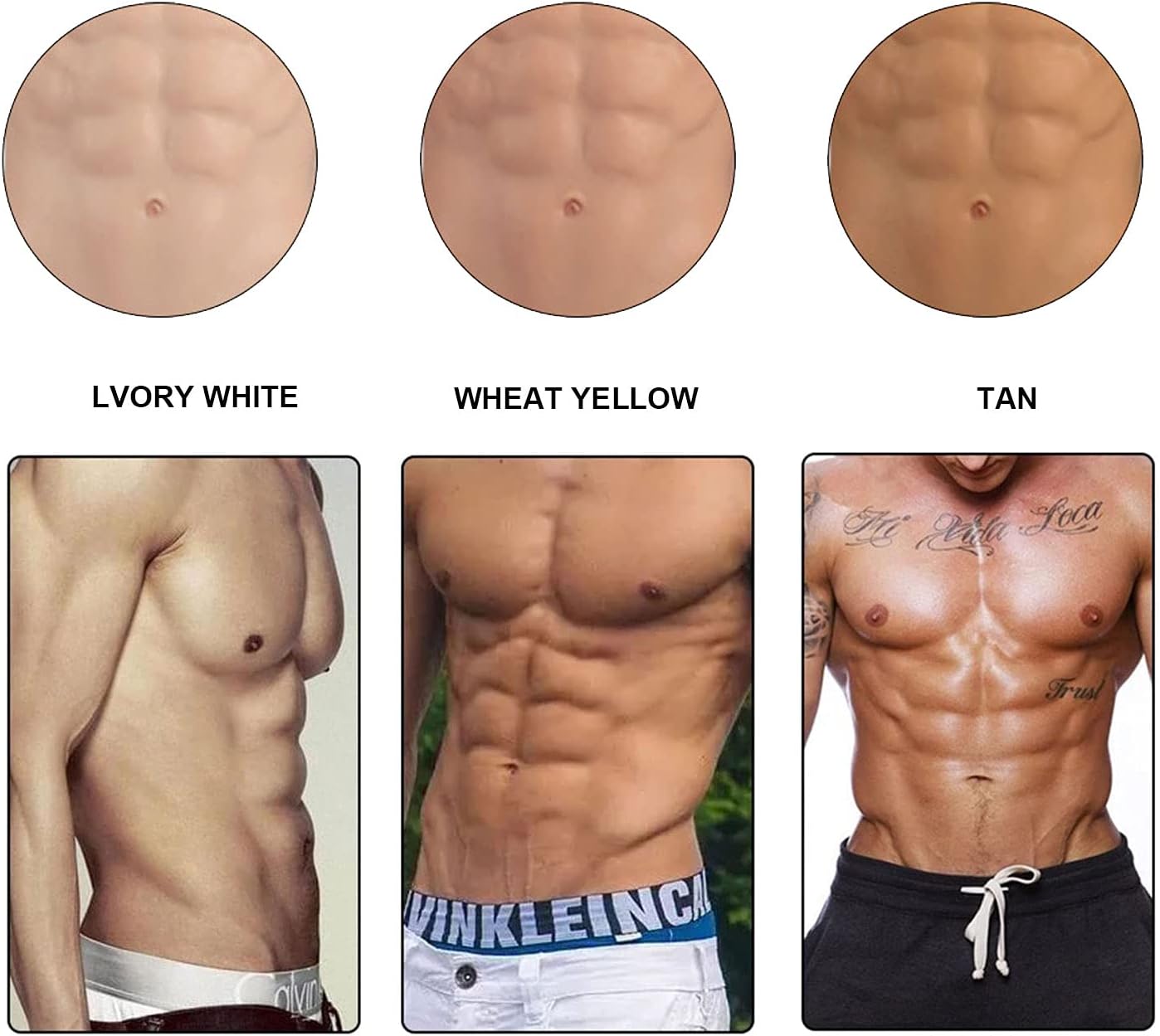 Fake Male Chest Silicone Muscle Half-Length Muscle Suit Soft Simulation Skin Enhancer for Costume Party Costume Props