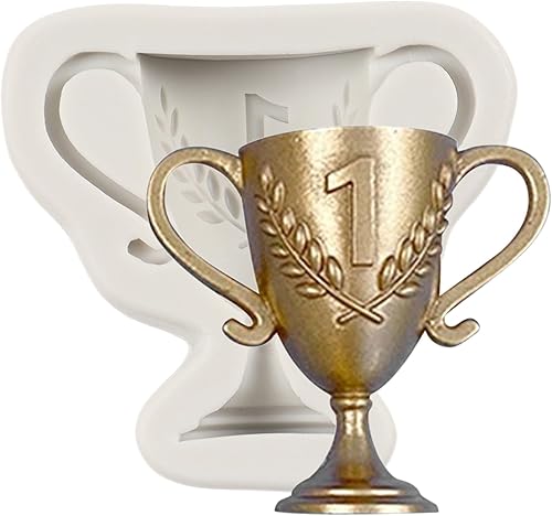 Trofeo Molde de silicona para fondant para decoración de pasteles, decoración de cupcakes, chocolate, caramelo, azúcar, artesanía, polímero, resina,