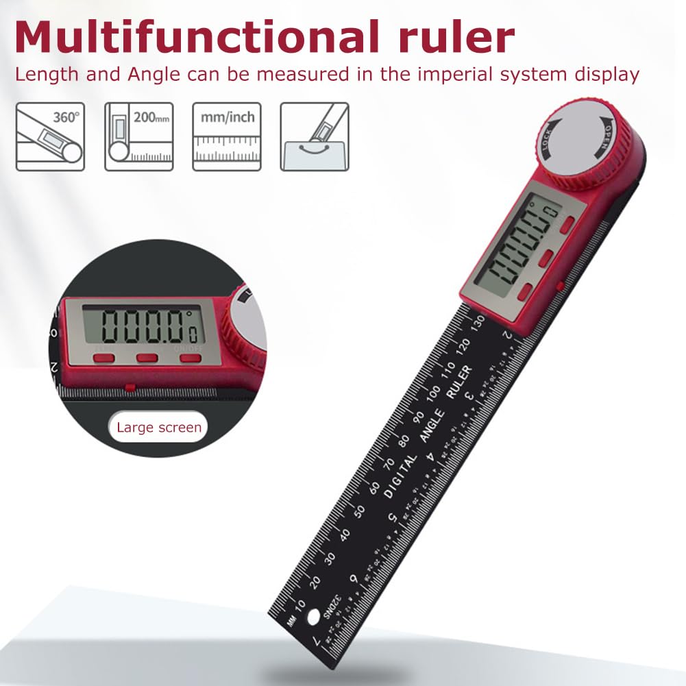 Digital Angle Finder Ruler, 200mm/7 Inch LCD Digital Inclinometer Protractor Angle Measure Tool, Digital Protractor 0-360° - Image 3