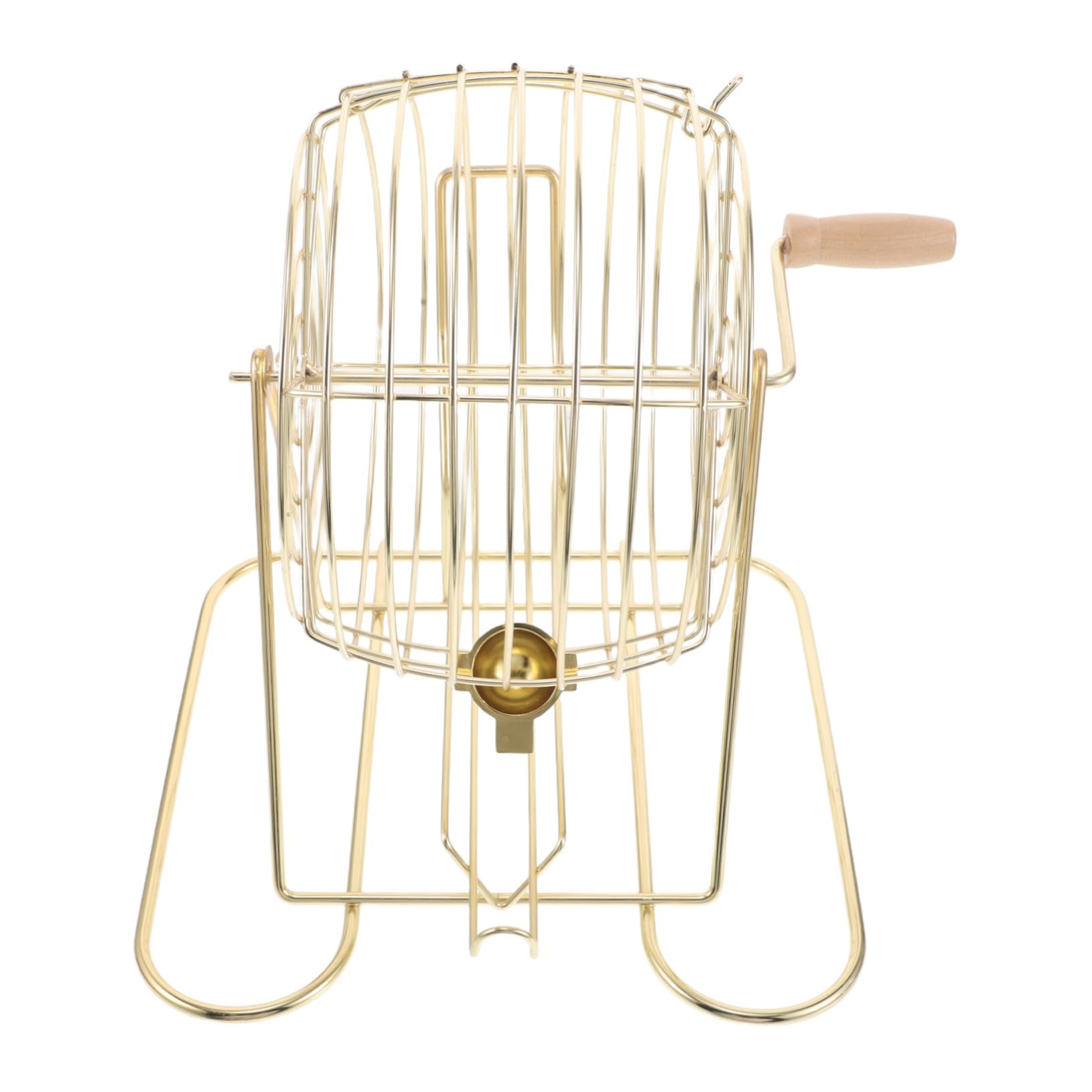Jaula de Bingo de Mesa de Hierro y Madera, Dorada, para Niños