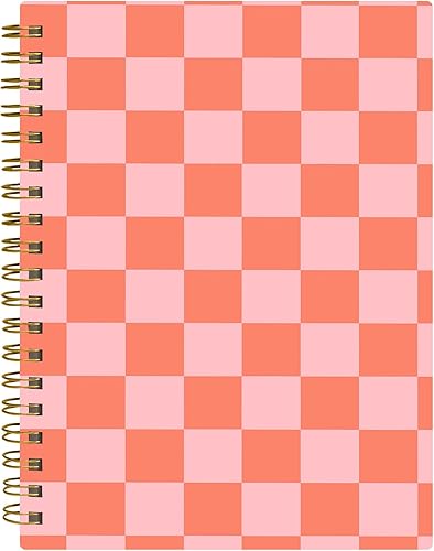 Cuaderno de espiral con tapa dura A5 para mujer, 6 x 8.3 pulgadas, 60 hojas de 120 páginas de papel grueso, bonito cuaderno de escritura a rayas