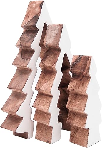 Miniatura 3 de Árbol de madera 3D de 3 piezas con esmalte blanco, decoración navideña independiente, decoración navideña, 8 pulgadas