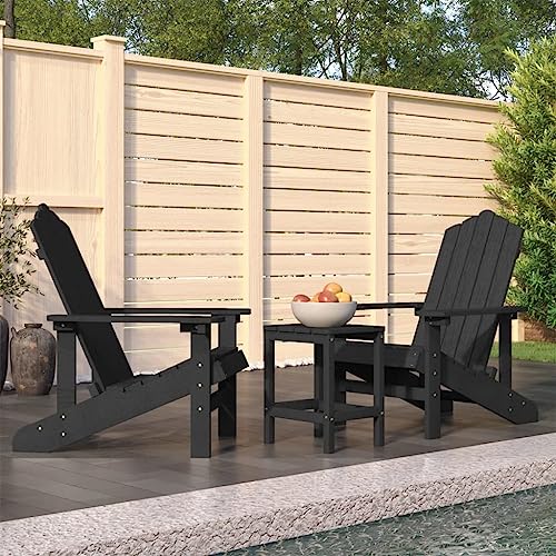 Woonisher Sillas de jardín Adirondack con Mesa HDPE Gris Antracita