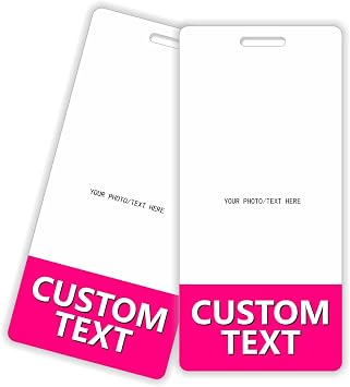 Custom Printed Badge Buddy - in Bright Pink- Vertical 2 Pack - Print On Both Sides - Durable and Water Resistant Ideal for Teachers, Nurses, Doctors, Security, Visitor,Work Badge,Event