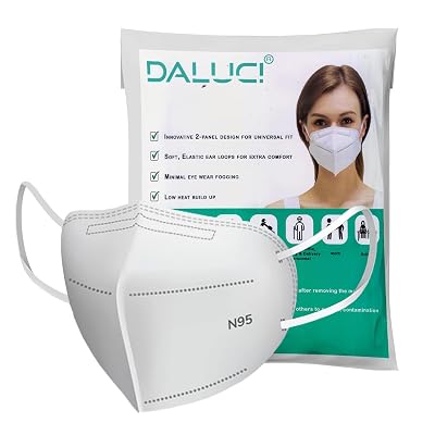 Daluci Anti Pollution N95 Reusable Unisex Non Woven fabric Face Mask, Ear Loop Style (Pack of 10) Protective Fold Flat M