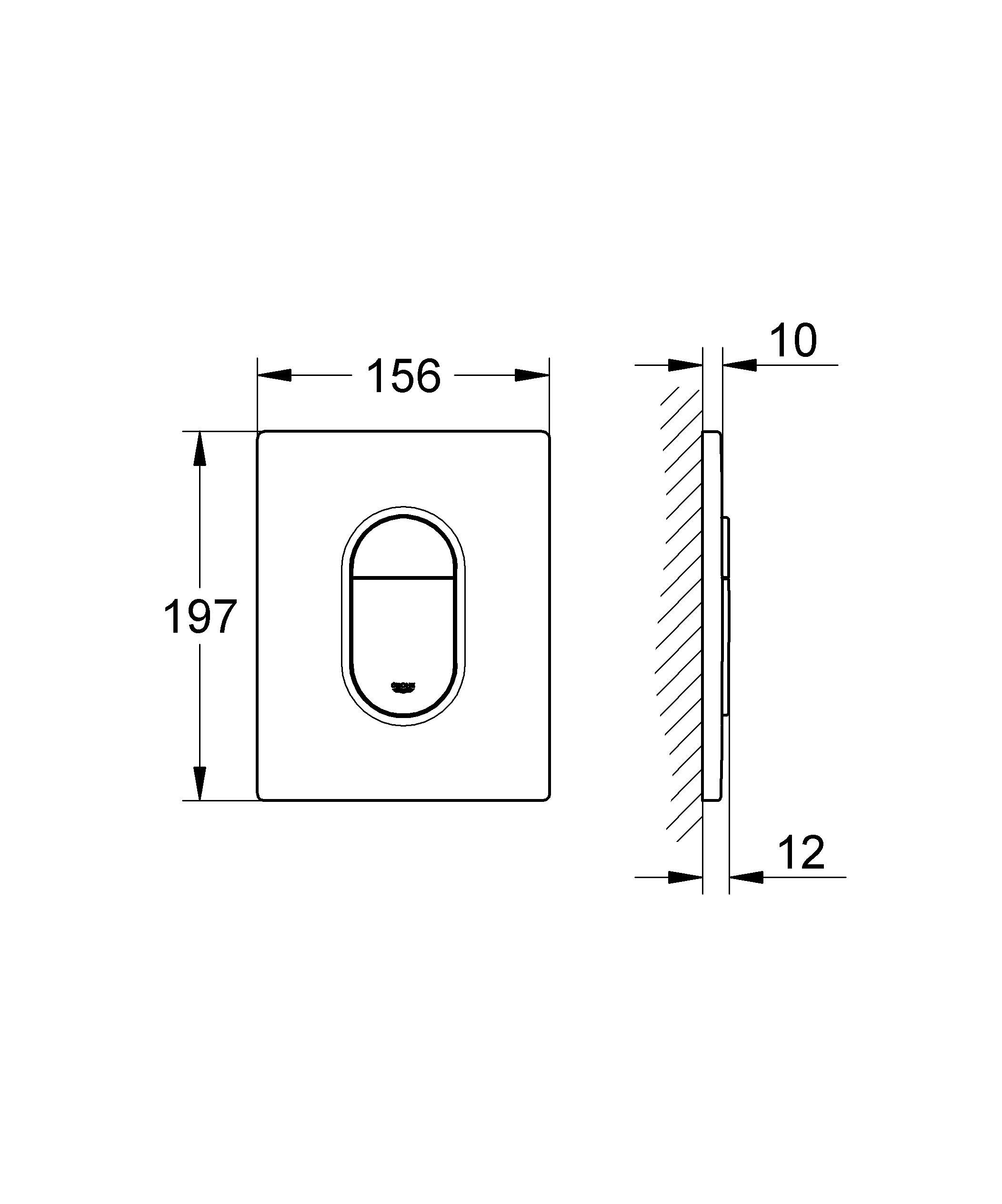 GROHE Arena Cosmopolitan – płyta osłonowa (156 x 197 mm, oszczędność wody, do 2-krotnego uruchomienia i uruchomienia i zatrzymania), phantom black, 38844KF0