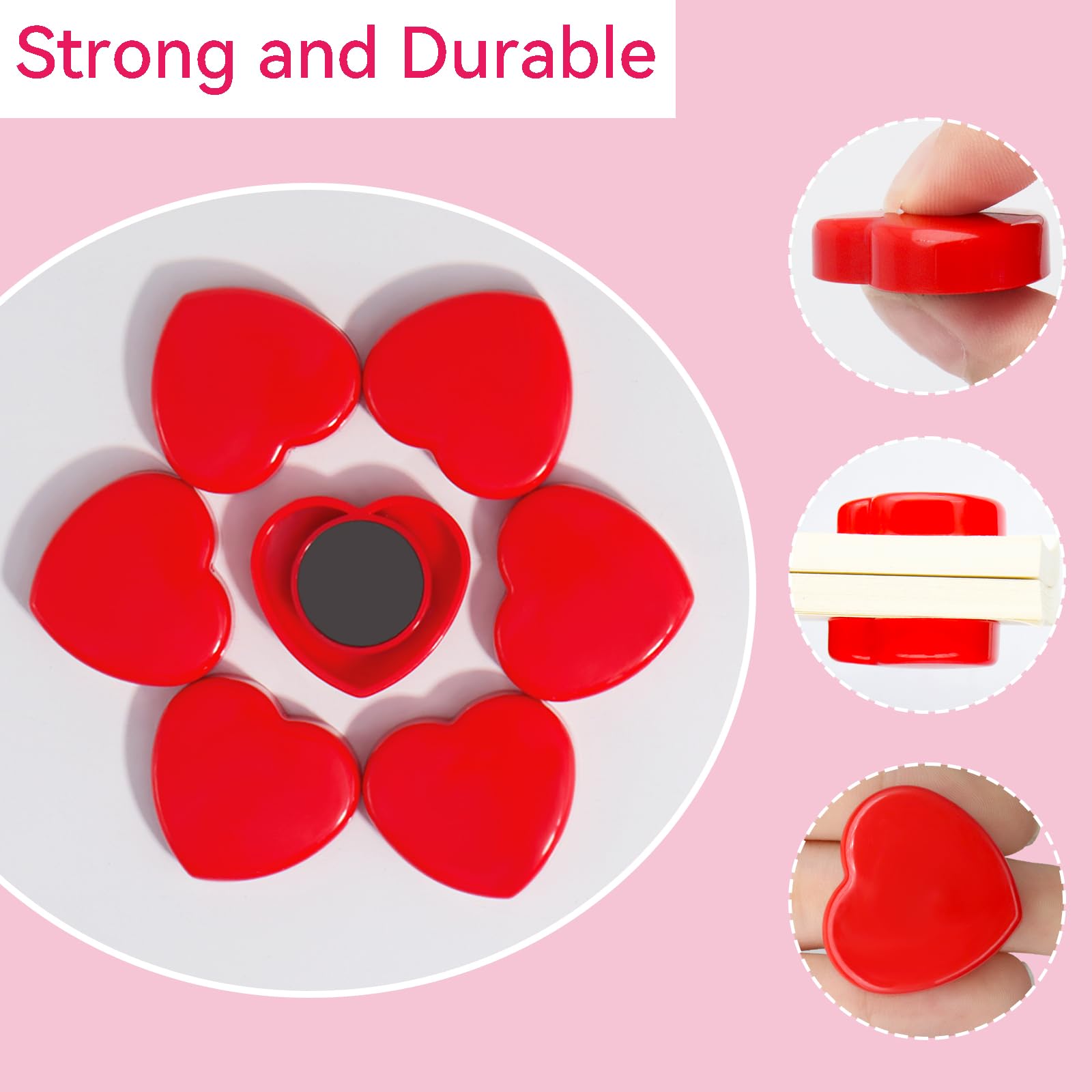 ZDZBLX Fridge Magnets, 30 Pack Strong Magnet, Mini Cute Heart-Shaped Red Magnets for Whiteboard Notice Board, Crafts - Image 2