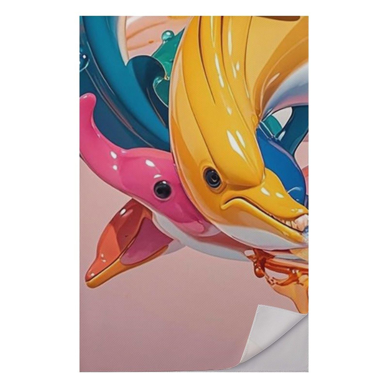 FHESDCW Abstract Animal Dolphin Towel Quick Dry Ice Towels for Hot Weather Breathable Camping Towels Sweat Super Absorbent Bathroom Towel for Gym Yoga Pilates Exercise