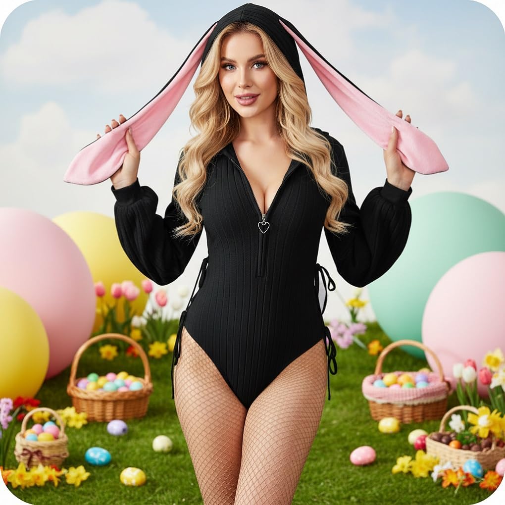 Women Animal Bunny Bodysuit Cosplay Maid Outfit Halloween Anime Costume stockings Set