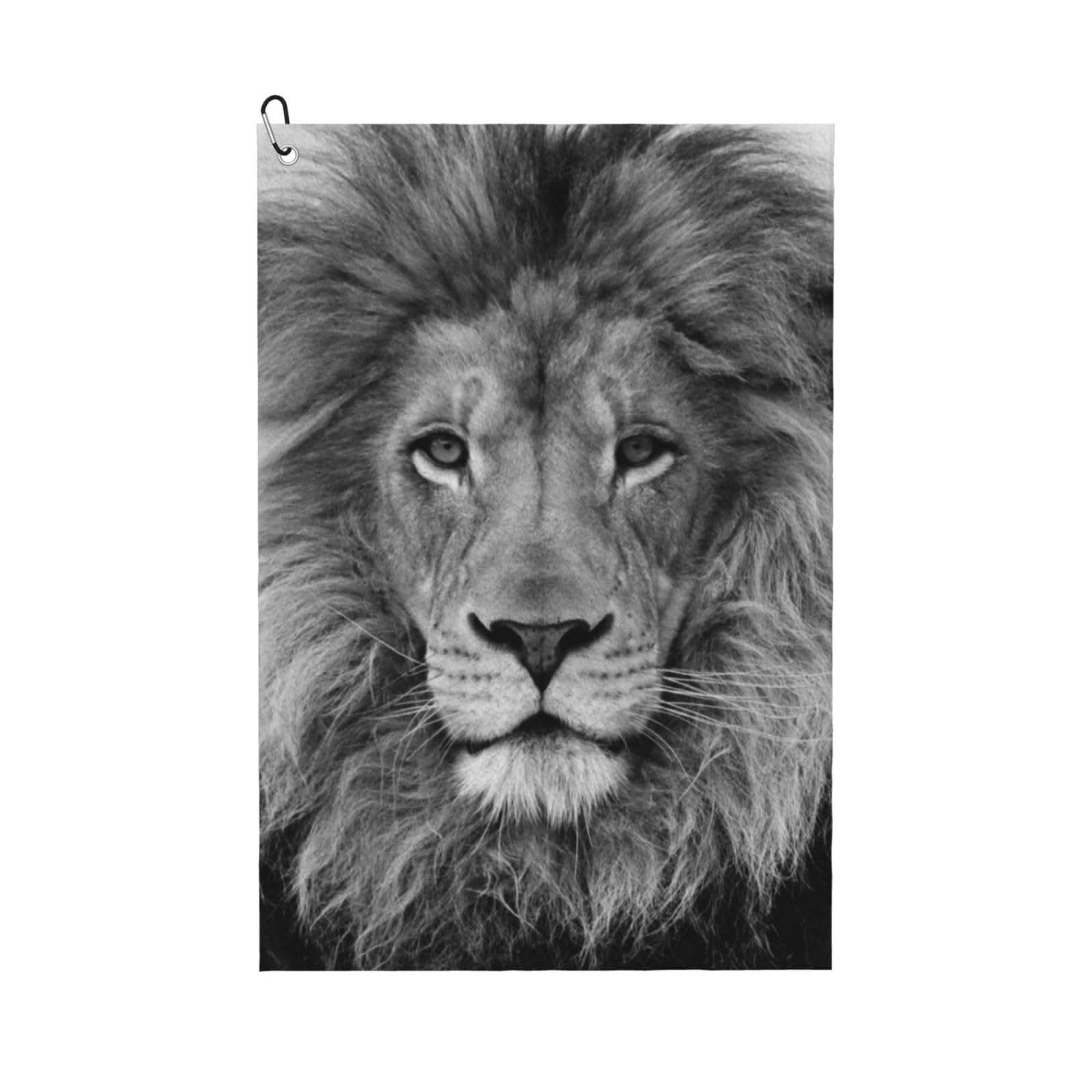 Hnnkloy Black And White Lion, 16x24 in Portable Waffle Golf Towels with Carabiner Clip for Golf Bag