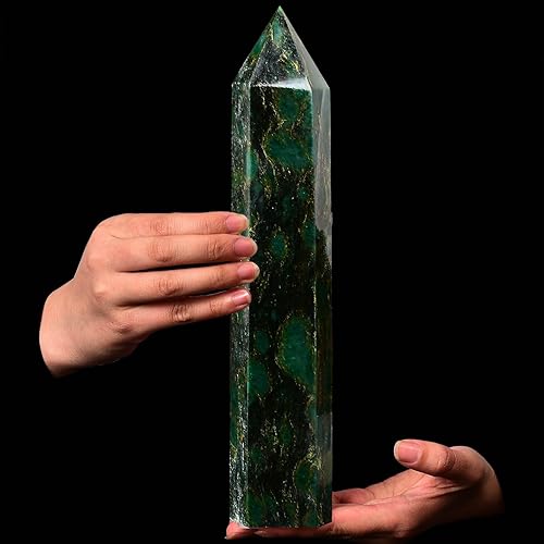 Miniatura 9 de AMOYSTONE Torre de obelisco de obsidiana negra, gran punto de varita de cristal curativo, 6 facetas Reiki chakras, terapia de meditación grabada