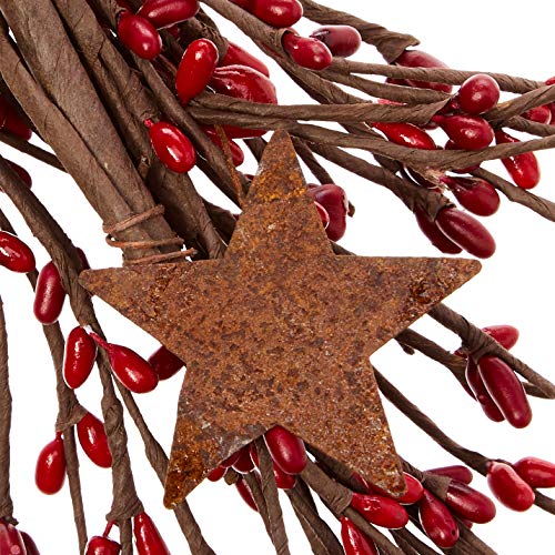 Cwipipberryandstargarland40inchartificialgarlandformantlearchtableandentrywayredburgundy Urban Country Home Decor Cwi pip berry and star garland 40 inch artificial garland for mantle arch table and entryway red burgundy urban country home decor