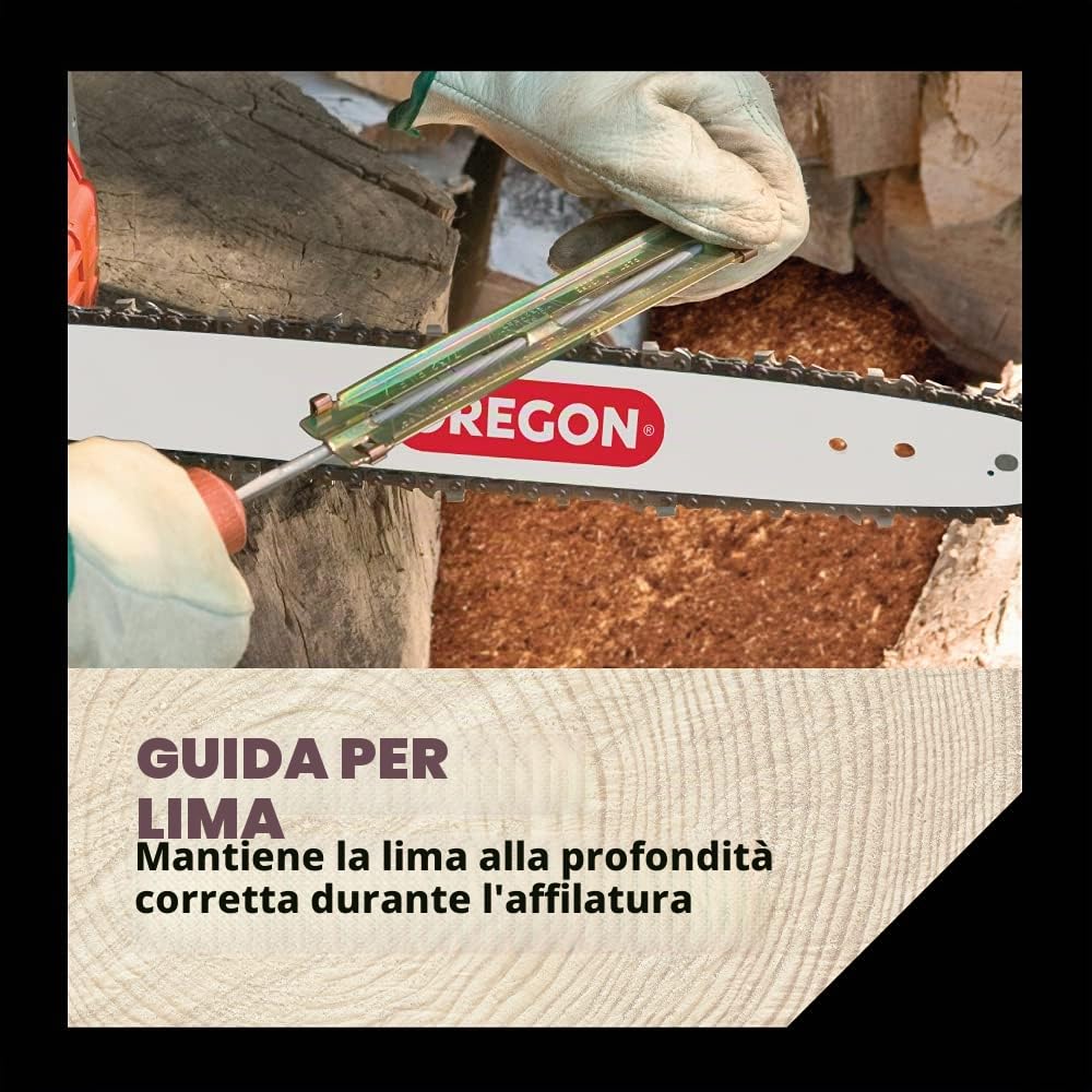 Oregon Kit di Affilatura Universale per Motosega - Include Lime Tonde da 5/32" (4 millimetri), 3/16" (4,8 mm) e 7/32" (5,5 mm), Lima Piatta, Impugnatura, Guida per l'Affilatura e Astuccio
