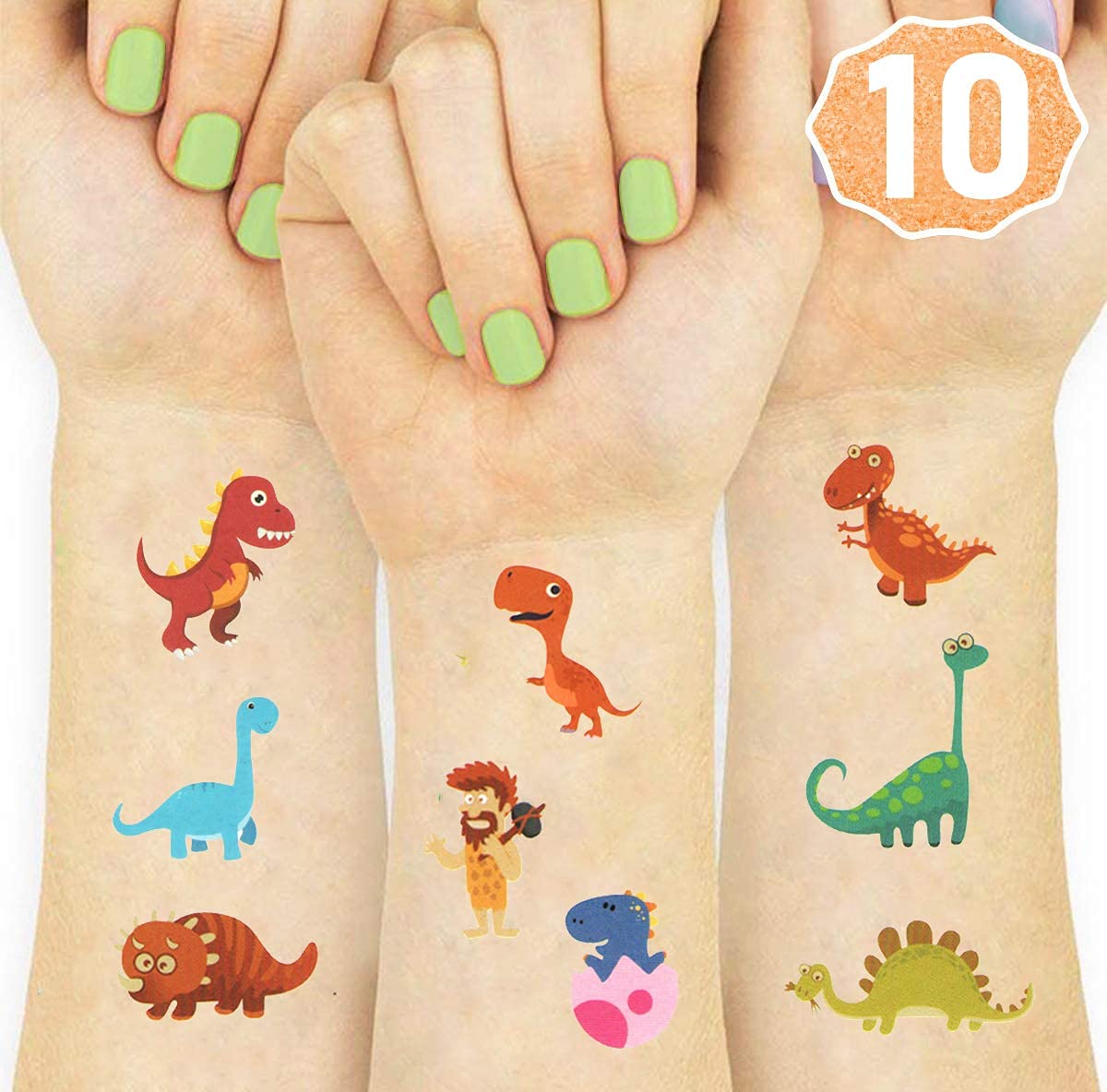 TREXEE dinosaur tattoo for kids - (Set of 10 Sheets) Dinosaur Temporary ...