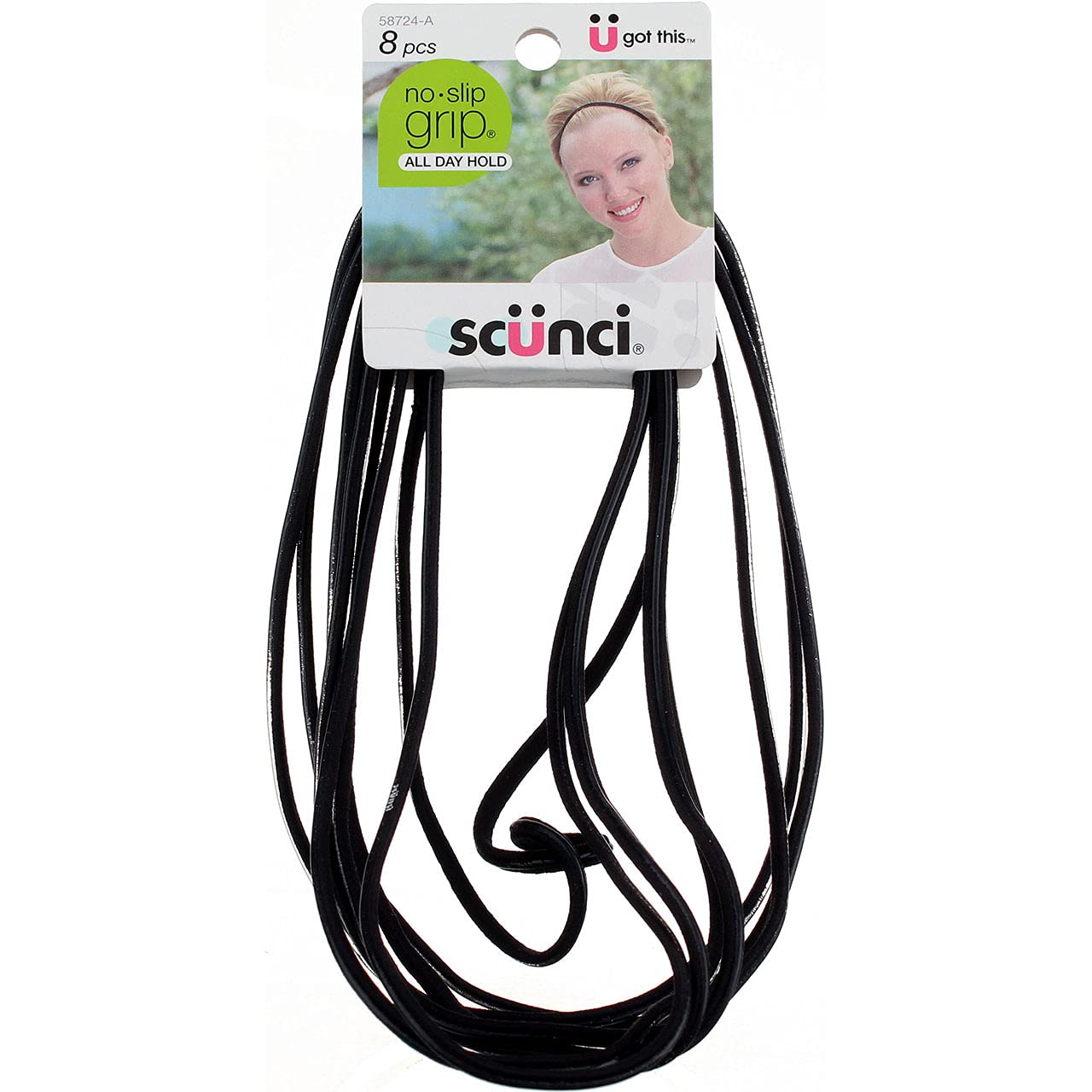 Amazon.com : Scunci No-Slip Grip Headwraps, Black, 8 ct