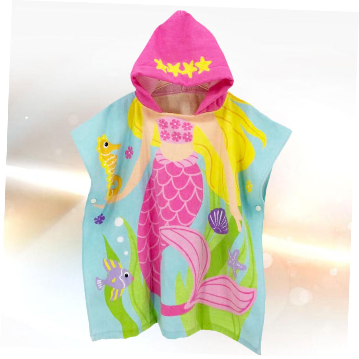 Toalla Infantil con Capucha de Algodón para Playa y Baño Diseño de Sirena y Ligera para Ropa de Playa y Bata de Ducha