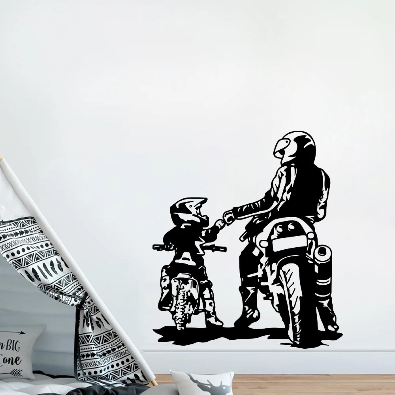 WEIMEIJIE Off-Road Motorcycle wall Stickers, Father and Son Off-Road Motorcycles, Children's Bedroom playroom Home Decoration Art Decals