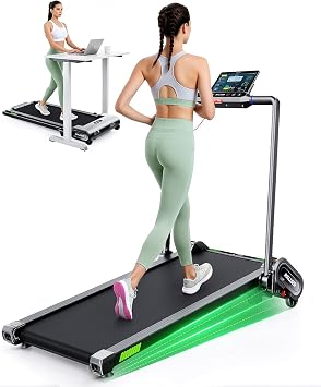 Akluer Auto Incline Walking Pad Treadmill with 13% 6-Level, Portable Foldable Treadmill with Handle bar for Home, 330 lbs Capacity Compact Walking Pad with Remote and LED for Office