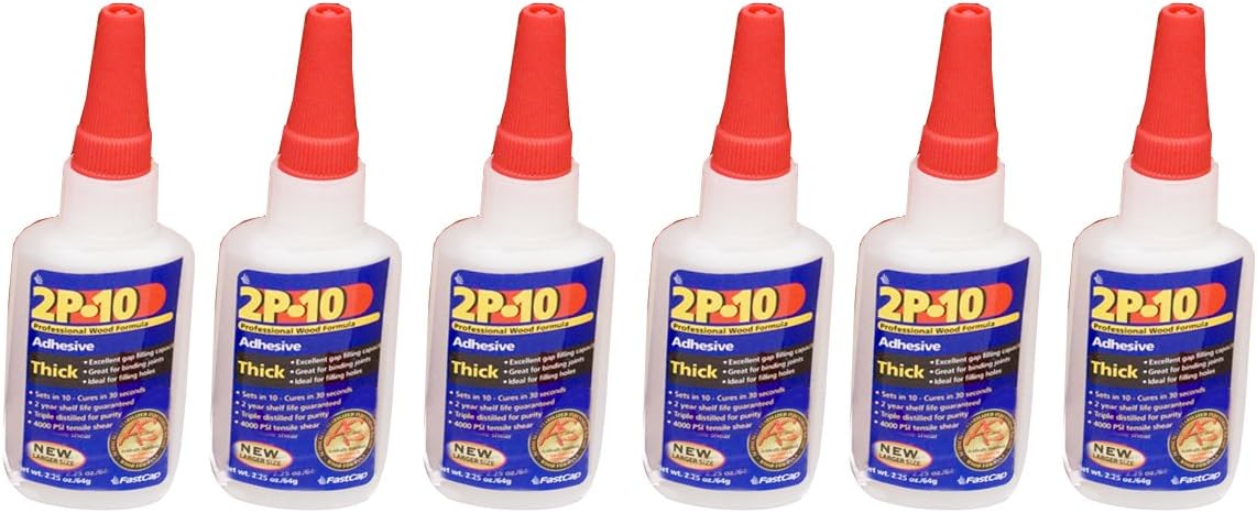 2P-10 Professional 2 Oz Thick Super Glue Adhesive Bottles, 6-Pack