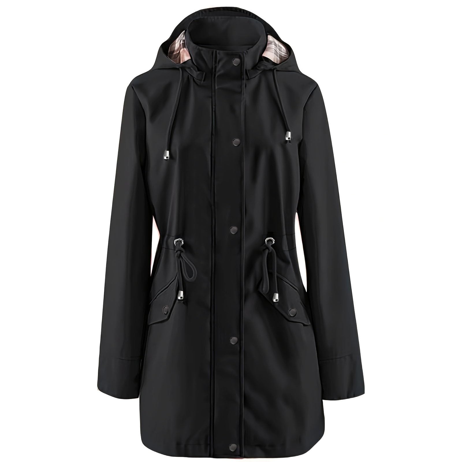 Womens Rain Windproof Adjustable Windbreaker Raincoats Long Sleeve Outdoor Trench Coat Giacca Impermeabile Bambina Montagna Donna Invernale Sportiva Antipioggia Jacket Trekking Estiva
