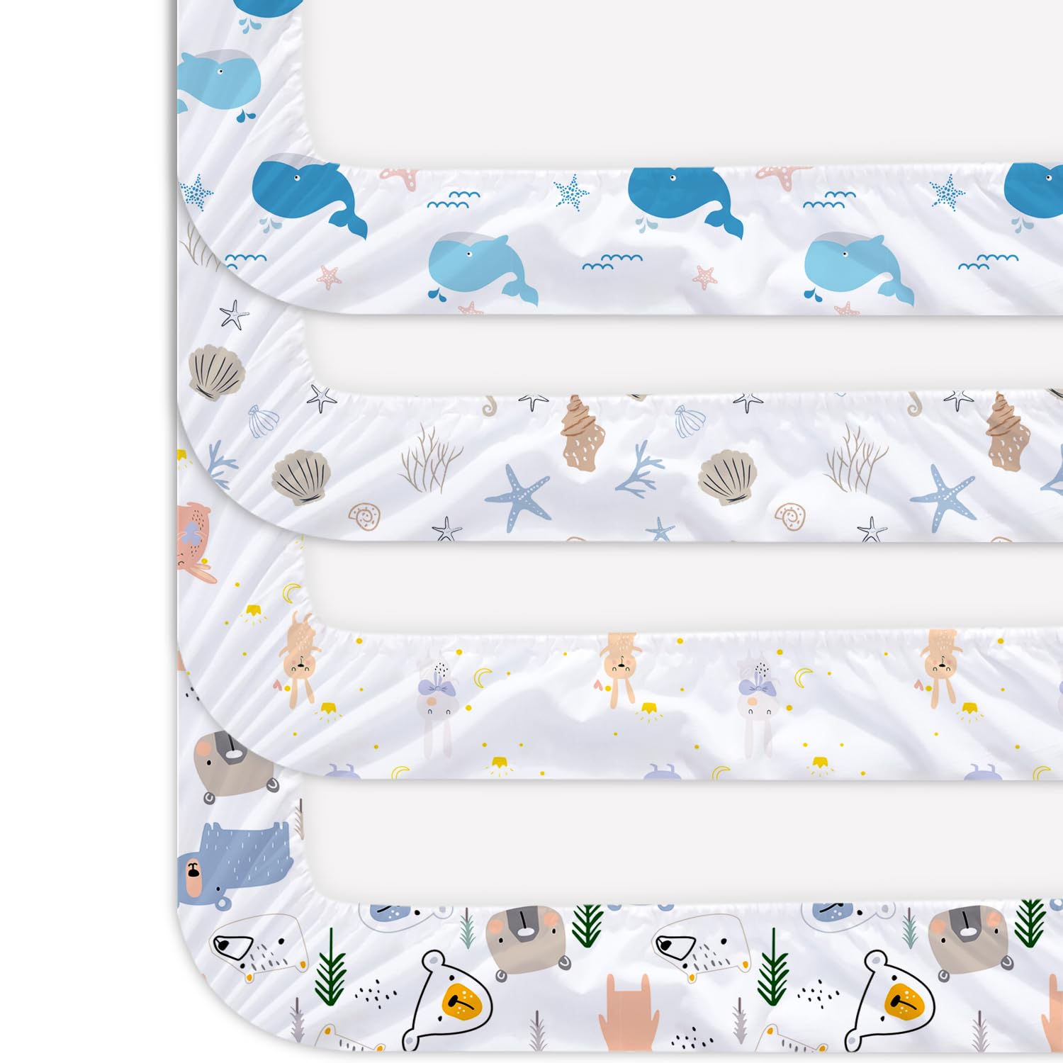 Little Grape Land Draps pour Lit Bébé 4 Pièces 60x120 cm – Drap Housse 60x120 Lit Bébé 100% Microfibre Respirante Oeko-TEX avec Protège Matelas Amovible et Motifs Mignons(Parc des Animaux)