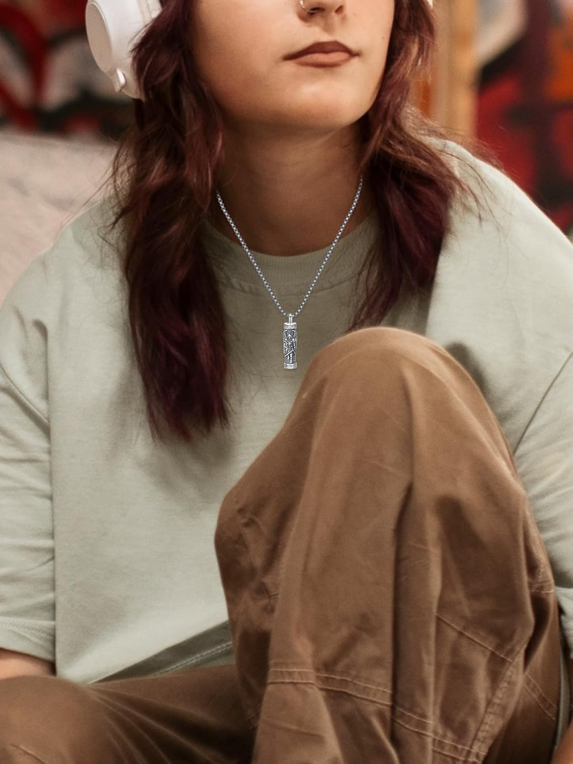 WINNICACA Saint Urn Necklace for Men Women, 925 Silver Sterling Religion Urn Pendant Cremation Jewelry for Ashes Necklace Memorial Keepsake Jewelry Gifts for Men Father Son - Image 6