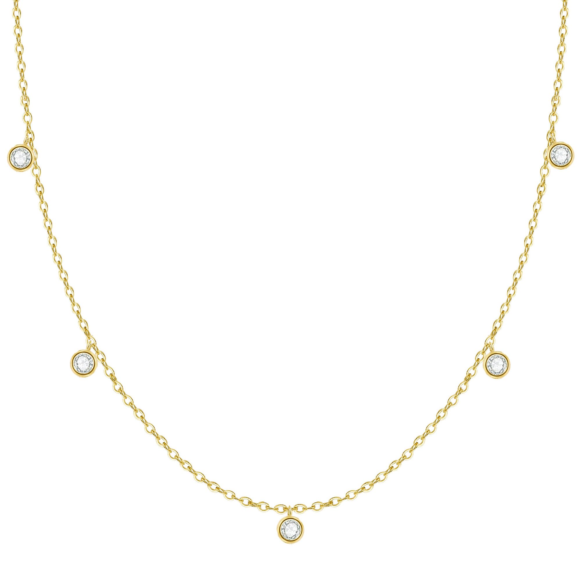 FUNEIA Dainty Silver Gold Necklaces for Women Trendy Non Tarnish 14K Gold Plated Cubic Zirconia Necklace Layered Cute Butterfly Heart Station Choker Necklace Stack for Wedding Prom Brides Jewelry