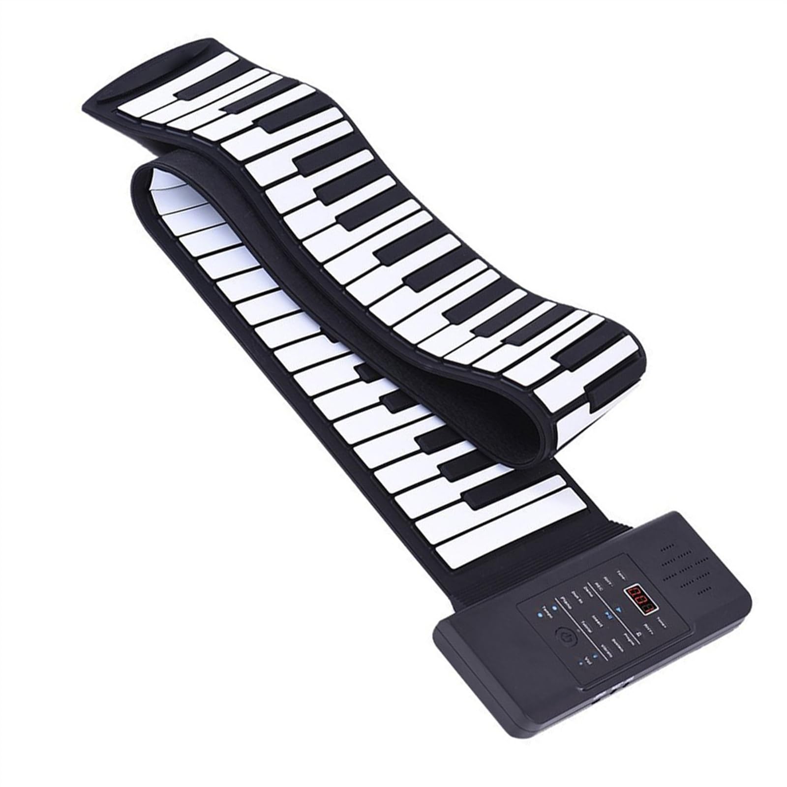 Teclado Electrónico Enrollado A Mano, Engrosado, Plegable, De 88 Teclas, Piano Enrollado A Mano Con 128 Sonidos Y 128 Ritmos Piano Electrónico Portatil (Color : BK)