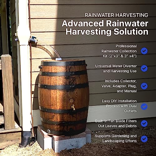 Rainwater-Collection-Diverter-for-Downspout-Fits-2x3and-3x4-Standard-Downspoutswith-Universal-PVC-Valve-Rain-Barrel-Diverter-Kit-for-GardeningLandscaping-and-Plant-Watering-White