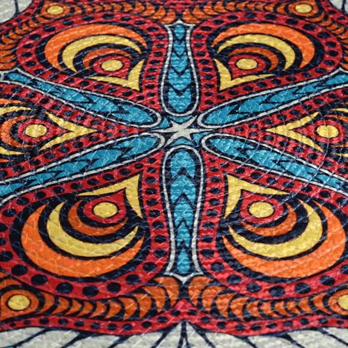 Image of LaVichitra Cotton Table Placemat | Dining Table Mat | Bed Side Table Mat | Cotton Round Shape Placemats | Washable PlaceMat for Shelves & Plant Pots - Pack of 1, Modern Boho