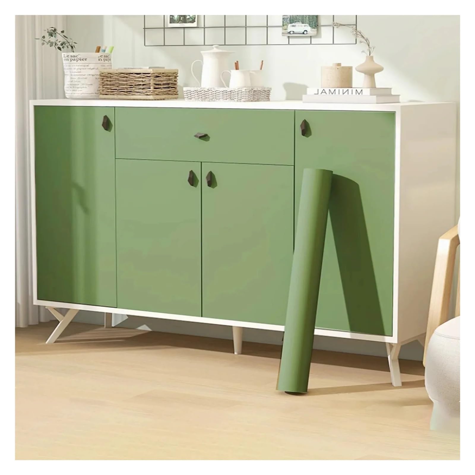 GMGQJST Green Wallpaper 55cm Green Matt PVC Self-Adhesive Film Sticker Thickened Protection for DIY Kitchen Cupboards Tables Wall Renovation Furniture(Matte Green,40x300CM)