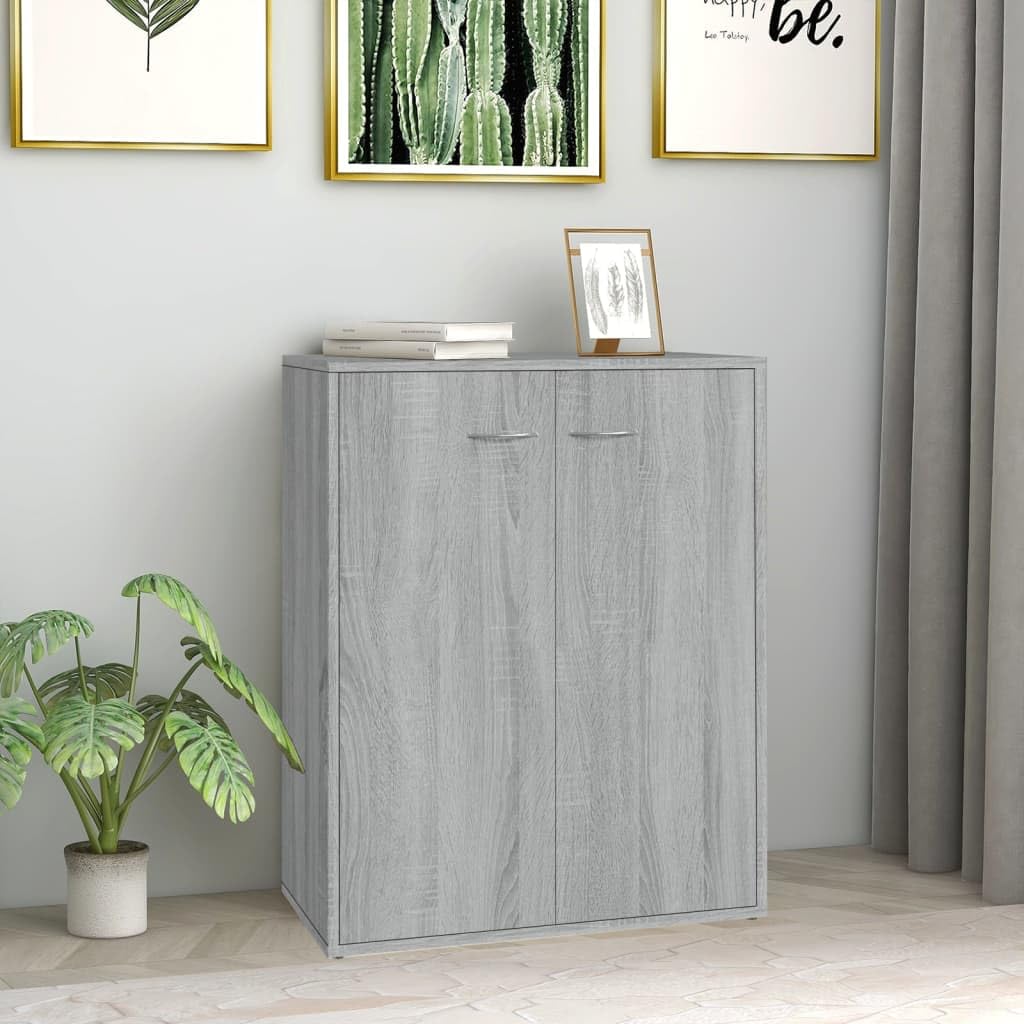 Credenza Con Ante 60x30x75 Cm - Grigio Cemento, Legno Multistrato, Per Ingresso O Salotto - Foto 4