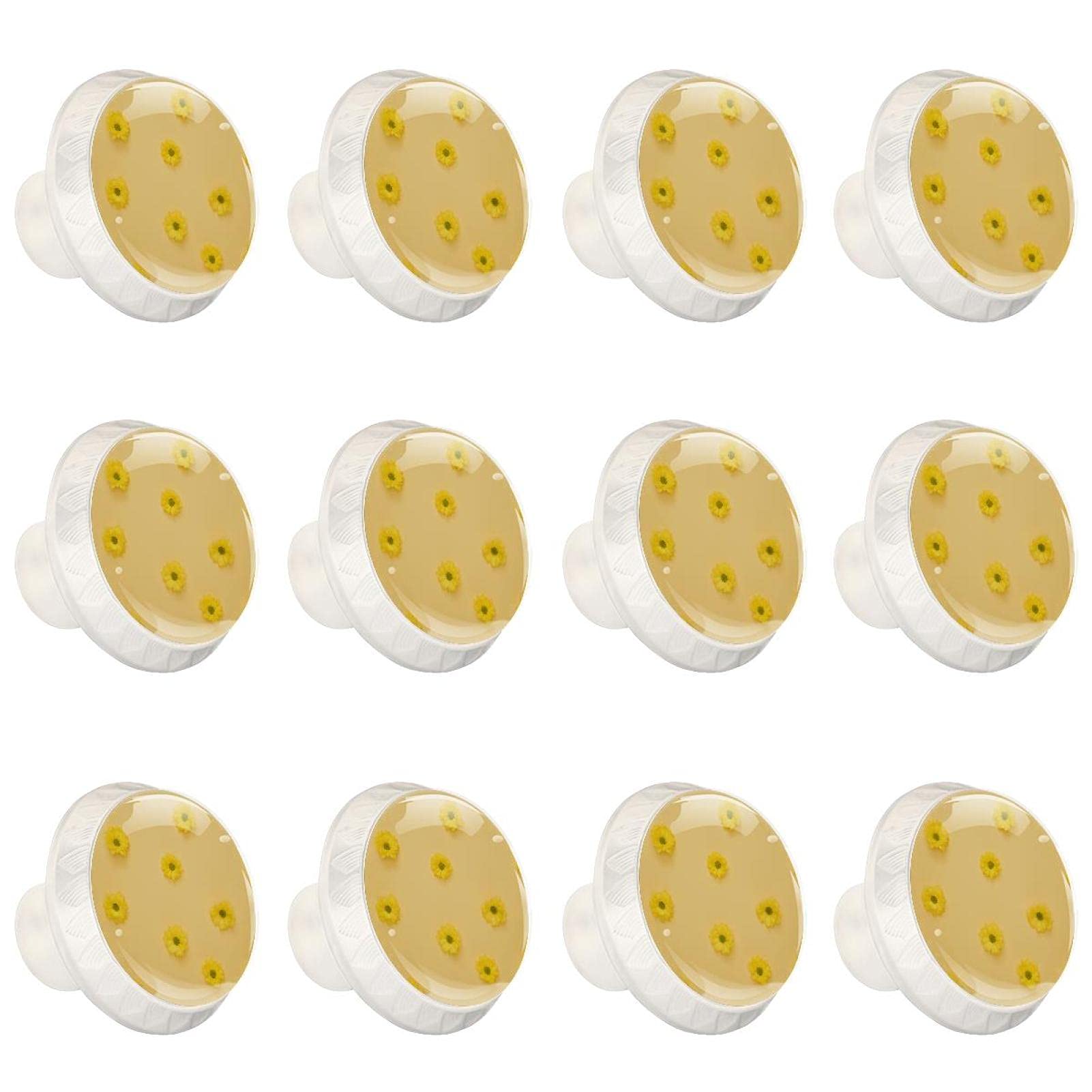 Boutons d'armoires de cuisine ronds marguerite jaune design