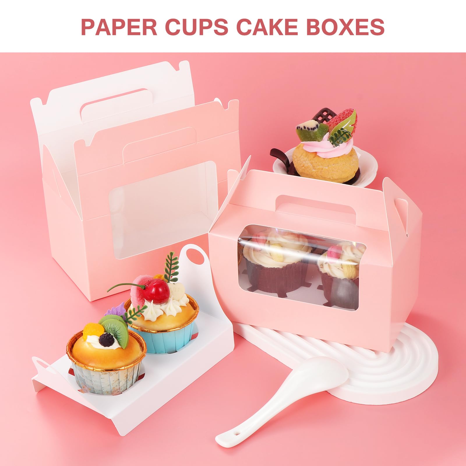 Scatole per cupcake da 50 pezzi Triangolo Pratico contenore regalo per zucchero Matrimonio Sposa rosa  15